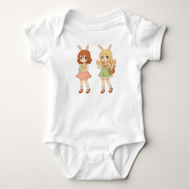 Süße Anime-Osterhasen-Mädchen Baby Strampler (Vorderseite)