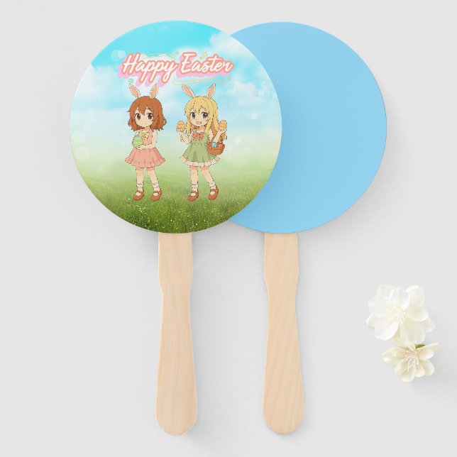 Süße Anime-Osterhasen-Mädchen Fächer (Vorne und Hinten)