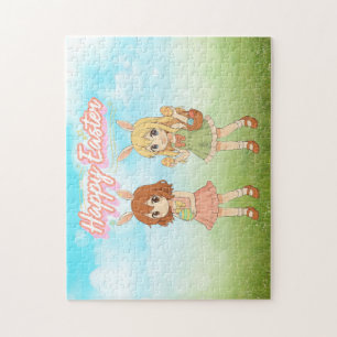 Süße Anime-Osterhasen-Mädchen Puzzle