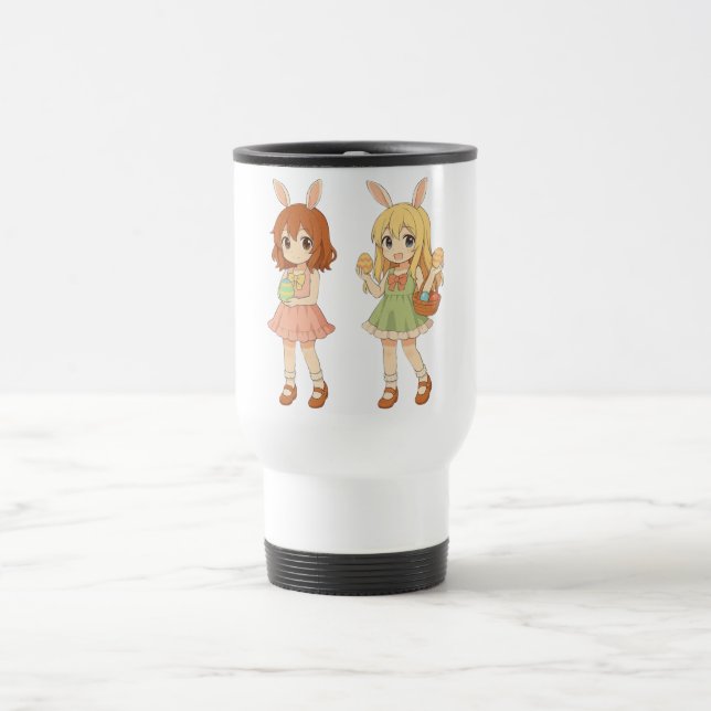 Süße Anime-Osterhasen-Mädchen Reisebecher (Mittel)