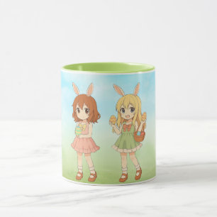 Süße Anime-Osterhasen-Mädchen Tasse
