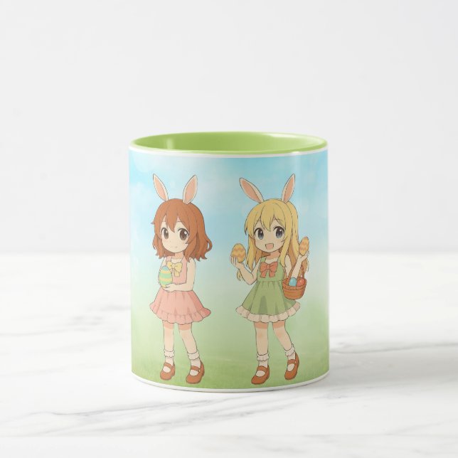 Süße Anime-Osterhasen-Mädchen Tasse (Zentrum)
