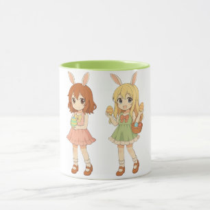 Süße Anime-Osterhasen-Mädchen Tasse