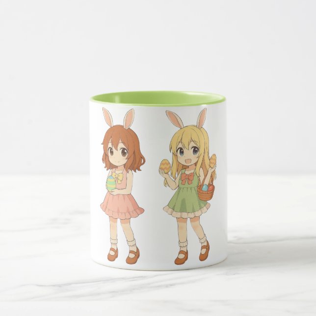 Süße Anime-Osterhasen-Mädchen Tasse (Zentrum)