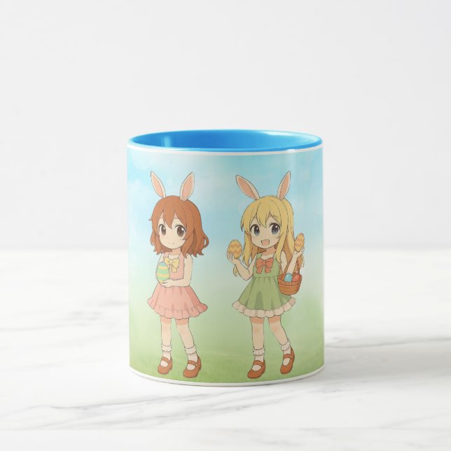 Süße Anime-Osterhasenmädchen Tasse (Zentrum)