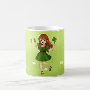 Süße Anime-Rothaarige am St. Patrick's Day Kaffeetasse