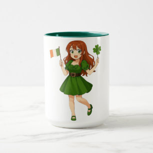 Süße Anime-Rothaarige am St. Patrick's Day Tasse