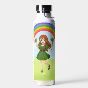 Süße Anime-Rothaarige am St. Patrick's Day   Trinkflasche
