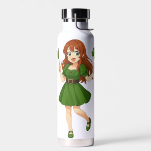 Süße Anime-Rothaarige am St. Patrick's Day   Trinkflasche