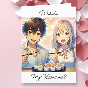 Süße Anime-Sushi-Wortspiel Valentinstag Foto Feiertagskarte