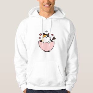 Süße Anime-Vektorgrafik mit dreifarbiger Katze Hoodie