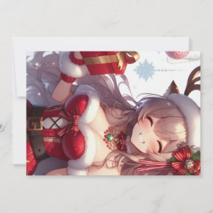 Süße Anime-Weihnachtsgirl Feiertagskarte