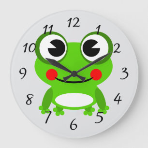 Süße animierte Frosch-Rund-Uhr Große Wanduhr
