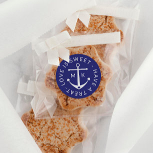 Süße Anker-Liebe ist süß Navy Blau Hochzeitsgunst Runder Aufkleber