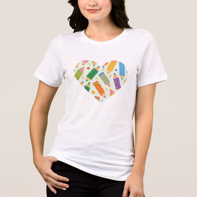 Süße anpassbare Bleistift-Druck Tri-Blend Shirt (Vorderseite)