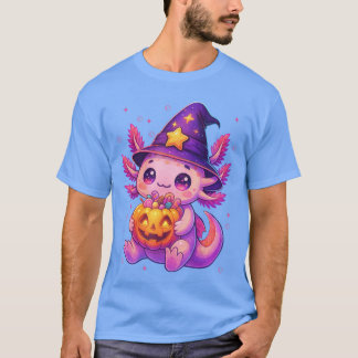 Süße Aolotl-Hexen-Kürbis-Halloween-Kostüme Mädchen T-Shirt