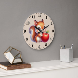 Süße Apfelliebhaber Eichhörnchen Große Wanduhr