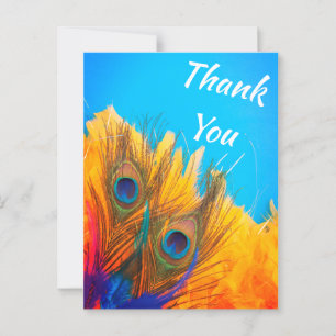 Süße aqua blaue elegante Pfauenfeder Postkarte