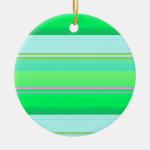 Süße aquagrüne Streifen Keramik Ornament