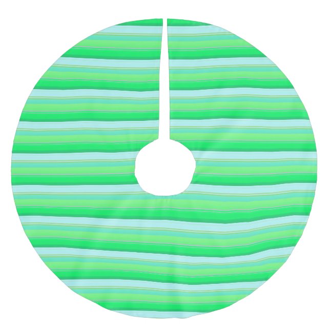Süße aquagrüne Streifen Polyester Weihnachtsbaumdecke (Vorderseite)