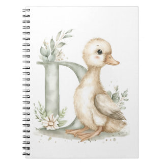 Süße Aquarell-Babytiere mit Alphabet Entlein Notizblock
