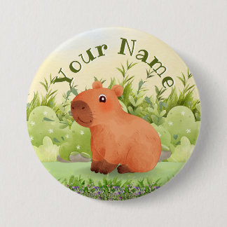 Süße Aquarell-Capybara-Runde Tasten mit individuel Button