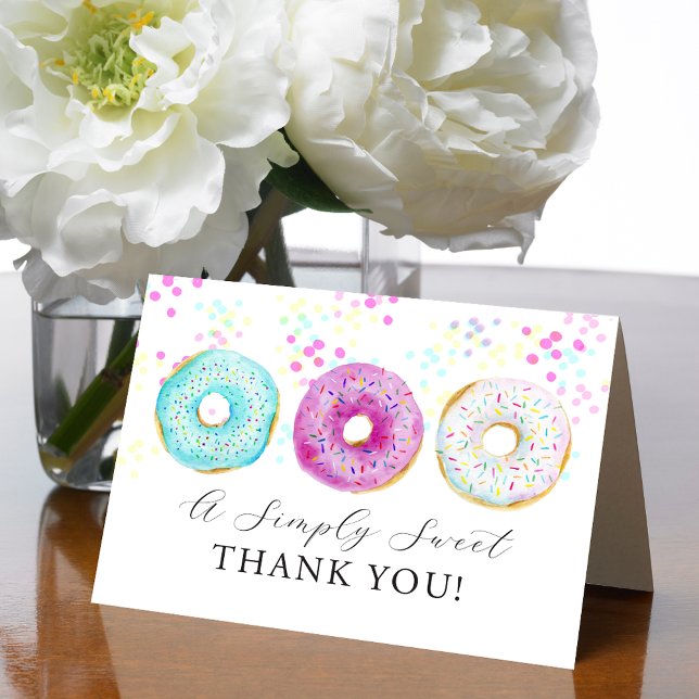 Süße Aquarell-Donut-Themenwelt Dankeskarte (Adorable Watercolor Donut Themed Thank You Card)