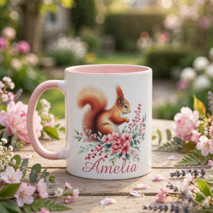 Süße Aquarell-Eichhörnchen Personalisiert Tasse