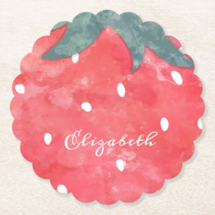 Süße Aquarell-Erdbeer-Papierteller Untersetzer