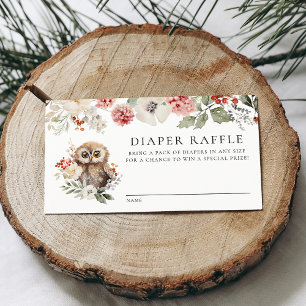 Süße Aquarell-Eulen-Baby-Party-Windel-Raffle Begleitkarte