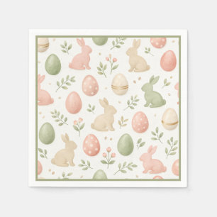 Süße Aquarell-Hasen-Blumen-Oster-Brunch Serviette
