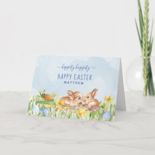 Süße Aquarell-Hasen, individuelles Ostern Feiertagskarte