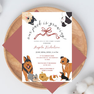 Süße Aquarell-Hunde Rosa Mädchen-Baby-Party Einladung