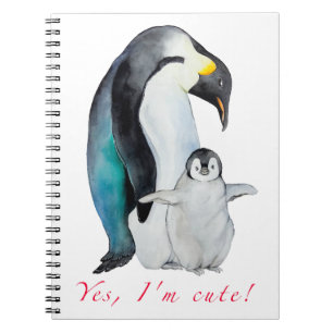 Süße Aquarell Kaiserpinguine Notizblock