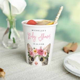 Süße Aquarell-Kätzchen-Mädchen-Baby-Party Pappbecher