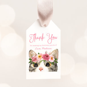 Süße Aquarell-Kitty-Geburtstagsfeier Geschenkanhänger