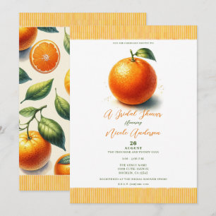 Süße Aquarell-Orange-Hochzeitsdusche Einladung