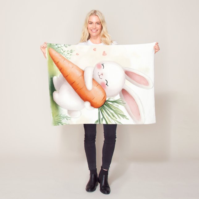 Süße Aquarell-Osterhasen-Möhre Fleecedecke (Beispiel)