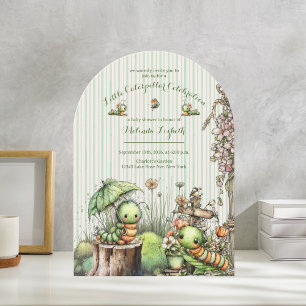 Süße Aquarell-Raupe-Garten-Baby-Party Einladung