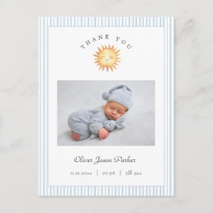 Süße Aquarell-Sonne Baby-Junge Geburtsanzeige Postkarte