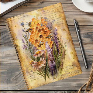 Süße Aquarell-Waben-Honigbiene im Vintage-Stil Planer