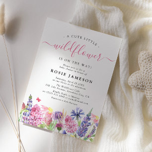 Süße Aquarell-Wildblumen-Baby-Party Einladung