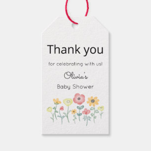 Süße Aquarell-Wildblumen Danke Baby Shower  Geschenkanhänger