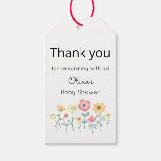Süße Aquarell-Wildblumen Danke Baby Shower Geschenkanhänger
