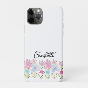 Süße Aquarell-Wildblumen monogrammiert Case-Mate iPhone Hülle