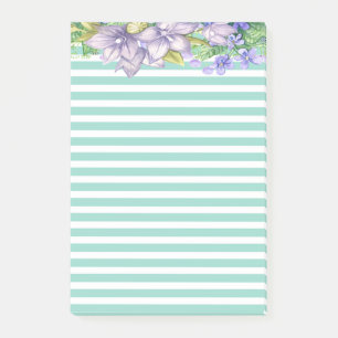 Süße Aquarellblumen Mintgrün gestreift Post-it Klebezettel