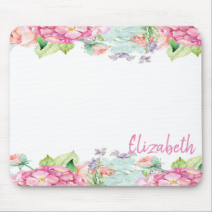 Süße Aquarellblumen - Personalisiert Mousepad