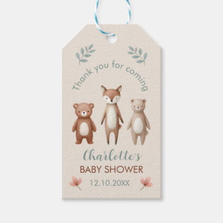 Süße Aquarelldesgin- Waldtiere- beiger Geschenkanhänger