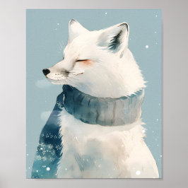 Süße arktische Fuchs-Kinderzimmer-Wandkunst-Aquare Poster
