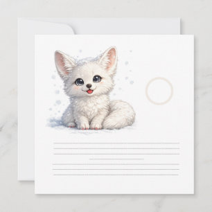 Süße Arktischer Fuchs Kuschelig Positive Vibes Des Einladung
